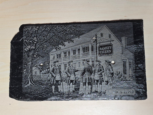 Historic Ramsey Tavern – Engraved Delta Slate (12" × 7")