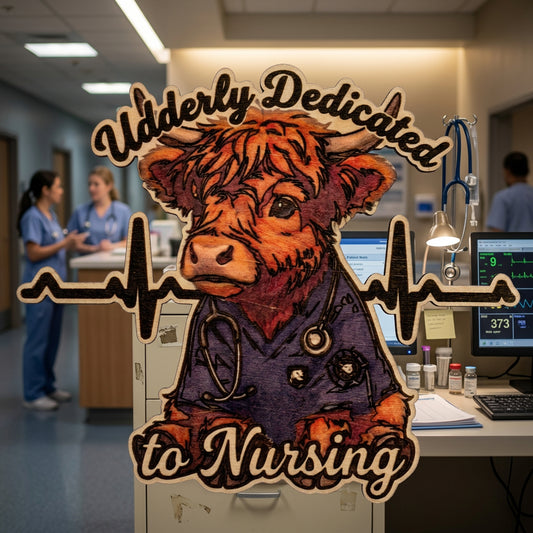 Udderly Dedicated to Nursing – Highland Cow Nurse Decor